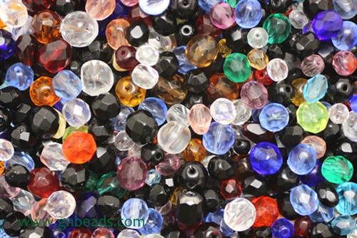 Bead, Czech, Mixed Shape Size And Color, Fire Polish, Glass, 4MM To 12MM