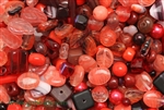 Bead, Czech, Mixed Shape Size And Color, Red, Glass, 4MM To 16MM