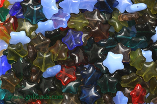 Bead, Czech, Stars, Mixed Color, Glass, 12MM