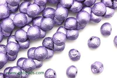 Bead, Mushroom Button, Czech Beads, 7MM X 7MM, Etched Pastel Purple