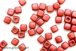 6/0 Cubix 4MM Czech Beads / Lava Red