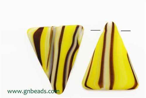 Bead, Czech, Vintage, Trade, Triangle, 35MM, Matte, Yellow