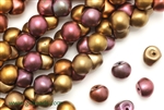 Bead, Mushroom Button, Czech Beads, 7MM X 7MM, Metallic Iris Mix