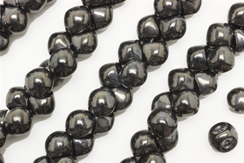 Bead, Mushroom Button, Czech Beads, 7MM, Gunmetal