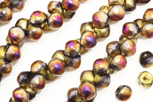 Bead, Mushroom Button, 7MM, Czech Beads, Etched California Purple