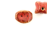 Red Earth Tone Porcelain Beads / Squared Oval
