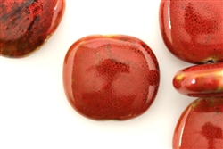 Red Earth Tone Porcelain Beads / Puffed Square
