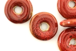 Red Earth Tone Porcelain Beads / Large Hole Coin