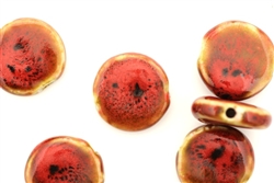Red Earth Tone Porcelain Beads / Coin