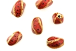 Red Earth Tone Porcelain Beads / Small Twisted Tube