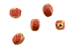 Red Earth Tone Porcelain Beads / Small Squared Barrel
