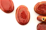 Red Earth Tone Porcelain Beads / Flat Oval Drop