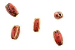 Red Earth Tone Porcelain Beads / Small Squared Tube