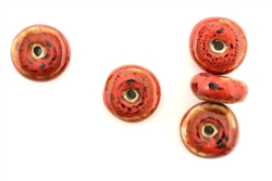 Red Earth Tone Porcelain Beads / Small Disc
