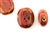 Red Earth Tone Porcelain Beads / Pinched oval