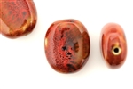Red Earth Tone Porcelain Beads / Pinched oval