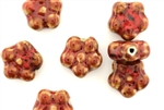 Red Earth Tone Porcelain Beads / Small Flower