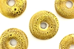 Mustard Yellow Earth Tone Porcelain Beads / Large Hole Coin