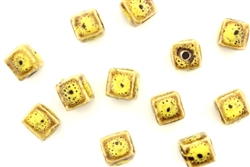Mustard Yellow Earth Tone Porcelain Beads / Small Cube