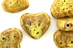 Mustard Yellow Earth Tone Porcelain Beads / Puffed Heart