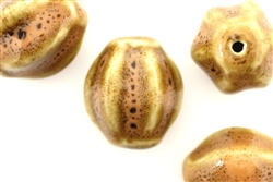 Light Brown Earth Tone Porcelain Beads / Large Fluted Round