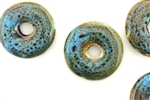Turquoise Blue Earth Tone Porcelain Beads / Large Hole Coin