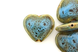 Turquoise Blue Earth Tone Porcelain Beads / Heart