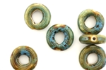 Turquoise Blue Earth Tone Porcelain Beads / Small Ring