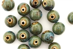 Turquoise Blue Earth Tone Porcelain Beads / 12MM Round