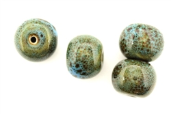 Turquoise Blue Earth Tone Porcelain Beads / Rondelle