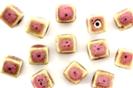 Pink Earth Tone Porcelain Beads / Medium Cube