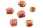 Pink Earth Tone Porcelain Beads / Small Barrel