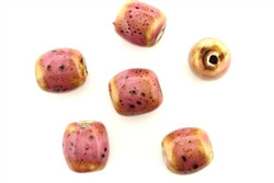 Pink Earth Tone Porcelain Beads / Small Barrel