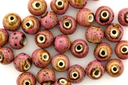 Pink Earth Tone Porcelain Beads / 10MM Round