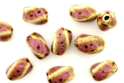 Pink Earth Tone Porcelain Beads / Small Twisted Tube