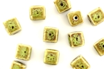 Light Green Earth Tone Porcelain Beads / Medium Cube