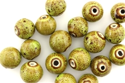 Light Green Earth Tone Porcelain Beads / 12MM Round