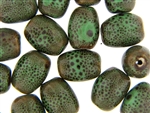 Dark Green Earth Tone Porcelain Beads / Barrel