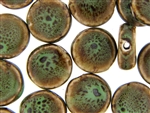 Dark Green Earth Tone Porcelain Beads / Coin