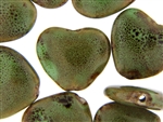 Dark Green Earth Tone Porcelain Beads / Heart