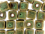 Dark Green Earth Tone Porcelain Beads / Cube