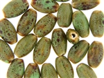 Dark Green Earth Tone Porcelain Beads / Oval