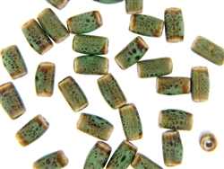 Dark Green Earth Tone Porcelain Beads / Small Tube