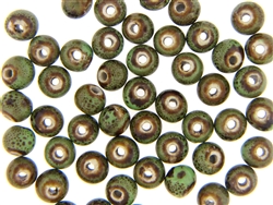 Dark Green Earth Tone Porcelain Beads / 8MM Round