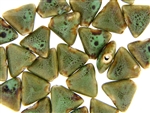 Dark Green Earth Tone Porcelain Beads / Small Triangle