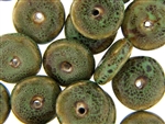 Dark Green Earth Tone Porcelain Beads / Medium Coin