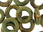 Dark Green Earth Tone Porcelain Beads / Large Ring