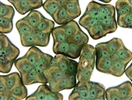 Dark Green Earth Tone Porcelain Beads / Large Flower