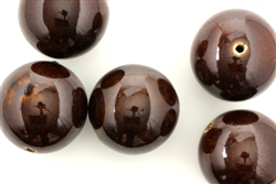 Chocolate Brown Earth Tone Porcelain Beads / Large Round