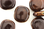 Chocolate Brown Earth Tone Porcelain Beads / Puffed Square
